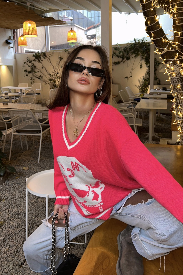 Pembe Önü Baskılı Kazak ATE3051 - 2