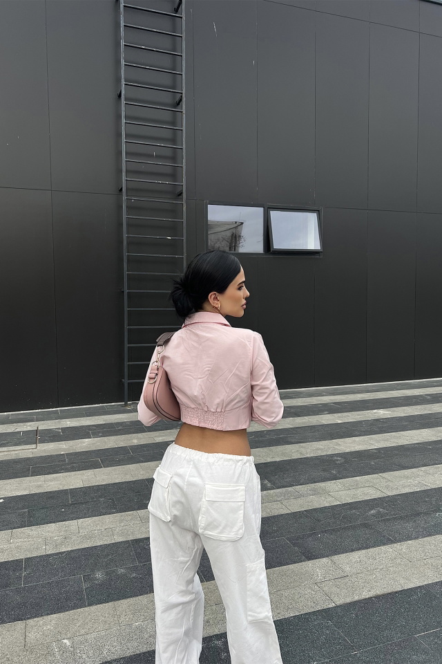 Pembe Önü Düğmeli Crop Top ATE4164 - 5