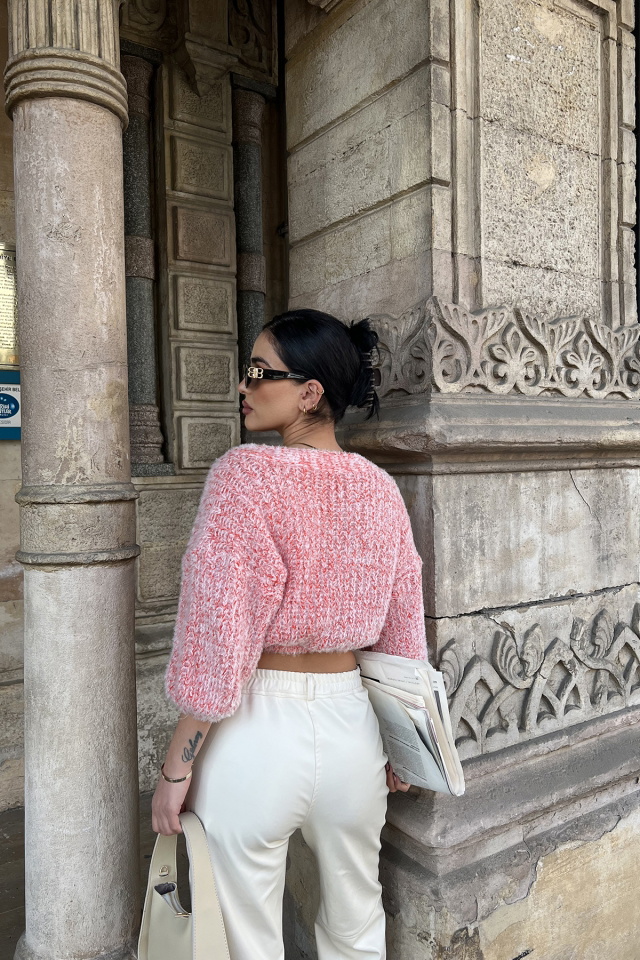 Pembe Önü Düğmeli Hırka ATE3170 - 4