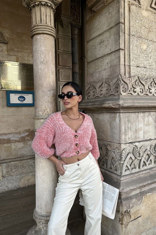 Pembe Önü Düğmeli Hırka ATE3170 - 1