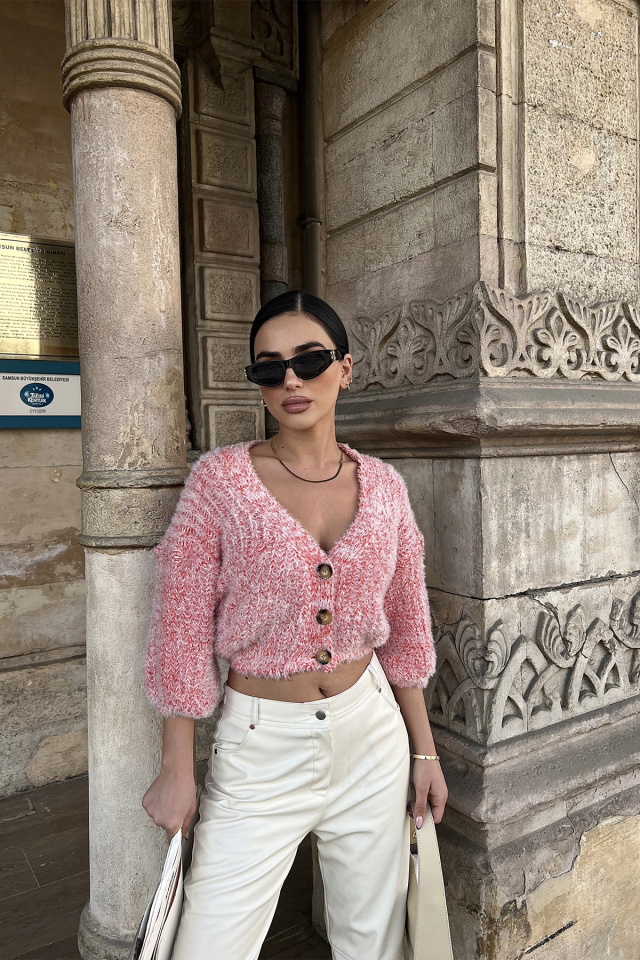 Pembe Önü Düğmeli Hırka ATE3170 - 2