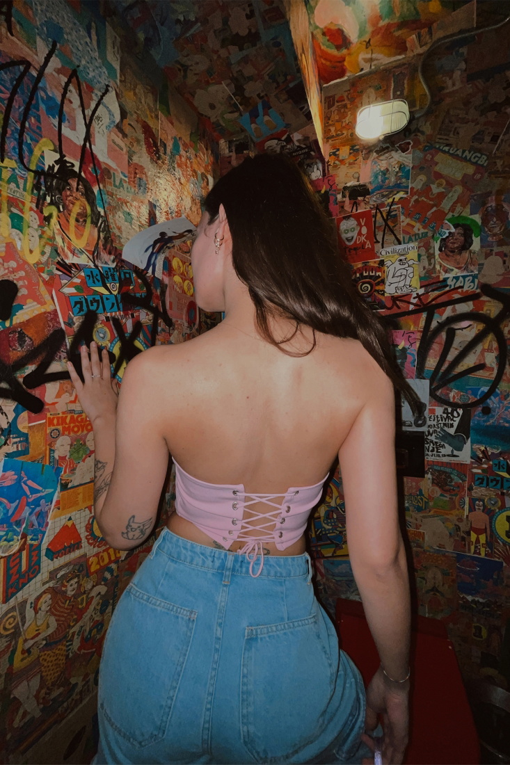 Pembe Sırt Detay Crop Top ATE4194 - EYYO