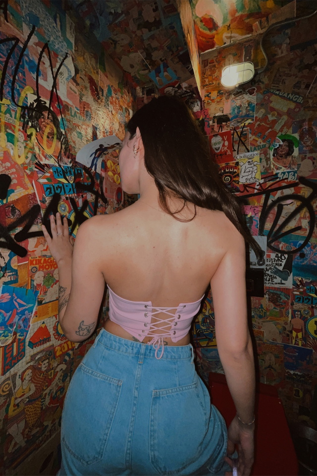 Pembe Sırt Detay Crop Top ATE4194