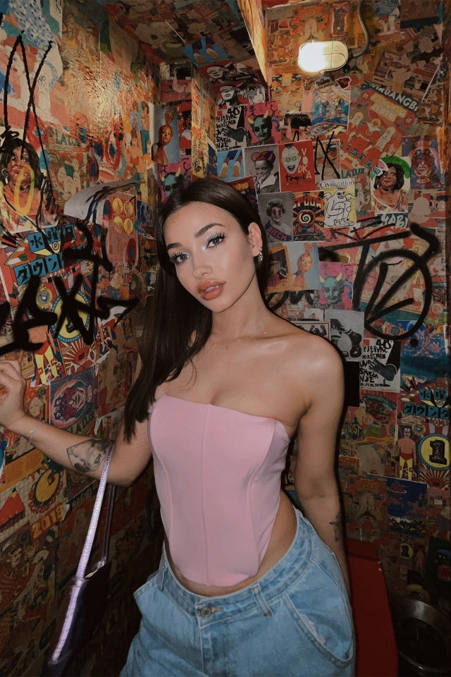 Pembe Sırt Detay Crop Top ATE4194
