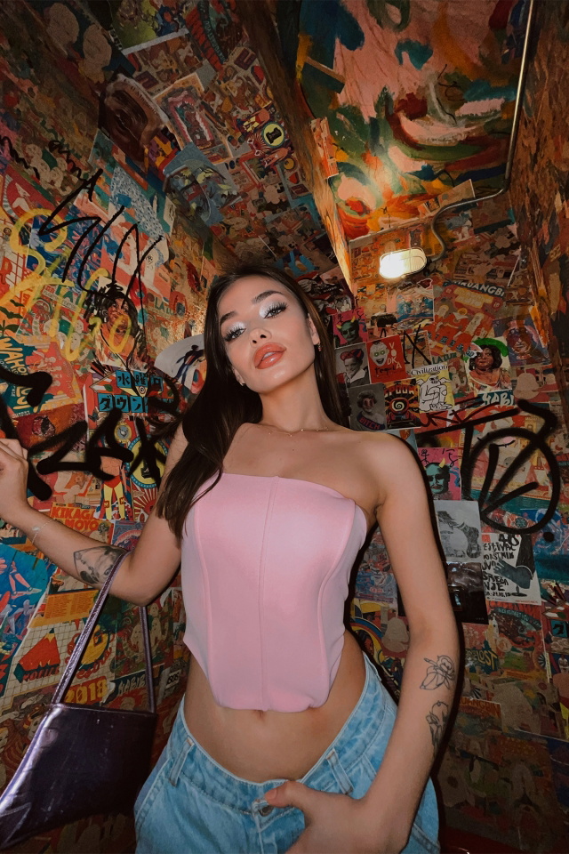 Pembe Sırt Detay Crop Top ATE4194