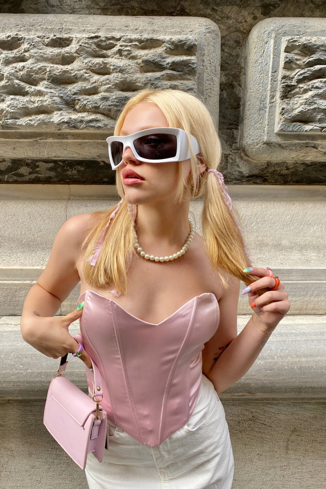 Pembe Sırtı Bağlamalı Crop Top ATE7447 - 5