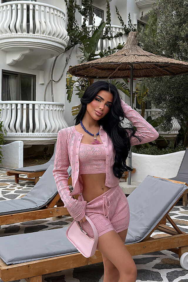 Pembe Bikkon Üçlü Takım