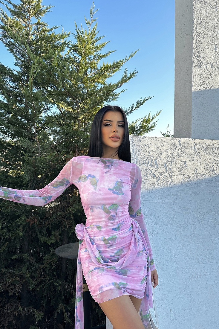 Pembe Tasarım Tül Elbise ATE7917 - EYYO