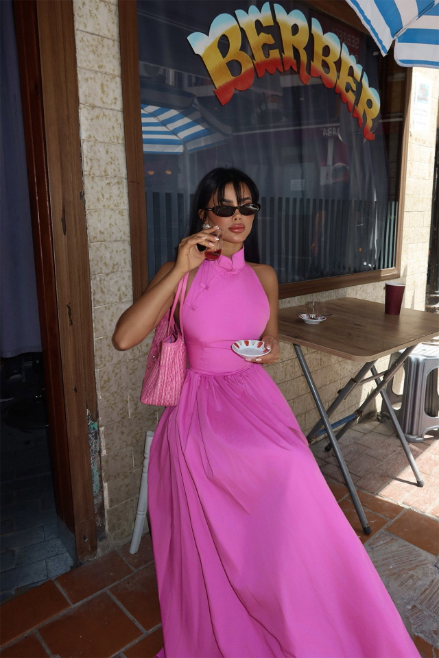 Pembe Ramblas Uzun Elbise ATE-2698 - 1