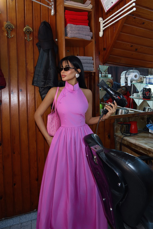 Pembe Ramblas Uzun Elbise ATE-2698 - 3