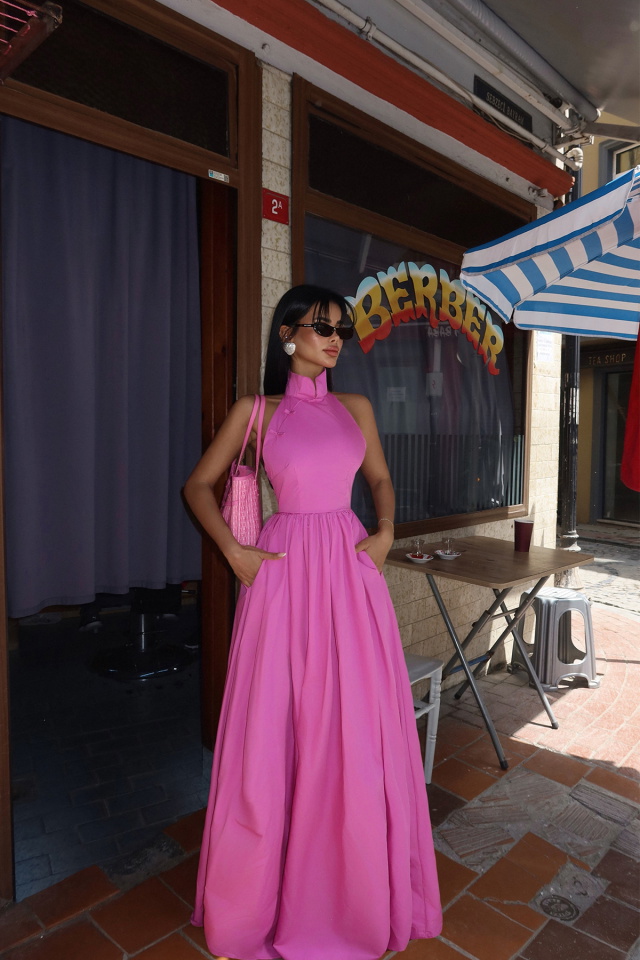 Pembe Ramblas Uzun Elbise ATE-2698 - 4