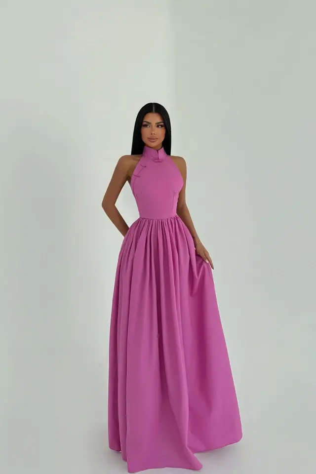 Pembe Ramblas Uzun Elbise ATE-2698 - 5