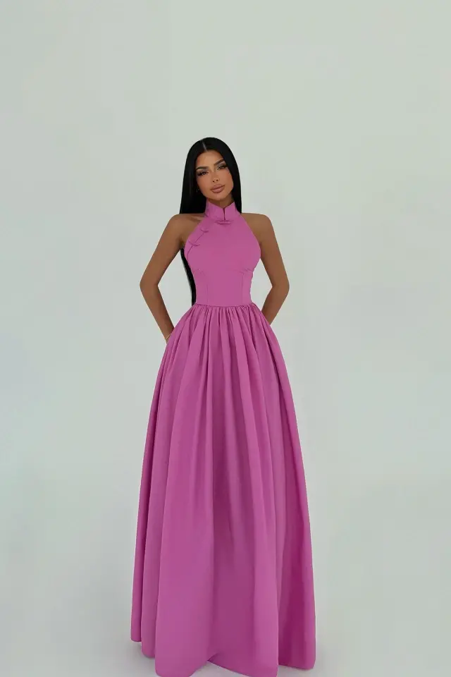 Pembe Ramblas Uzun Elbise ATE-2698 - 6