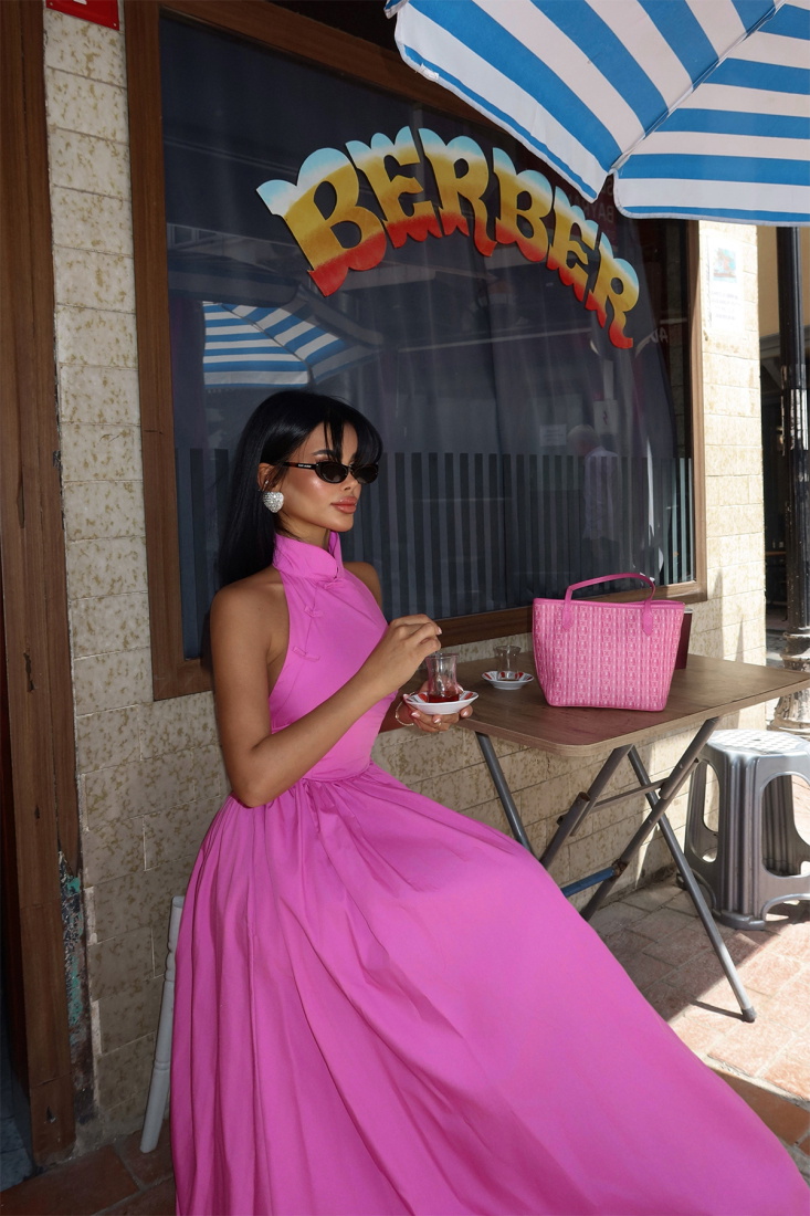 Pembe Ramblas Uzun Elbise ATE-2698 - EYYO