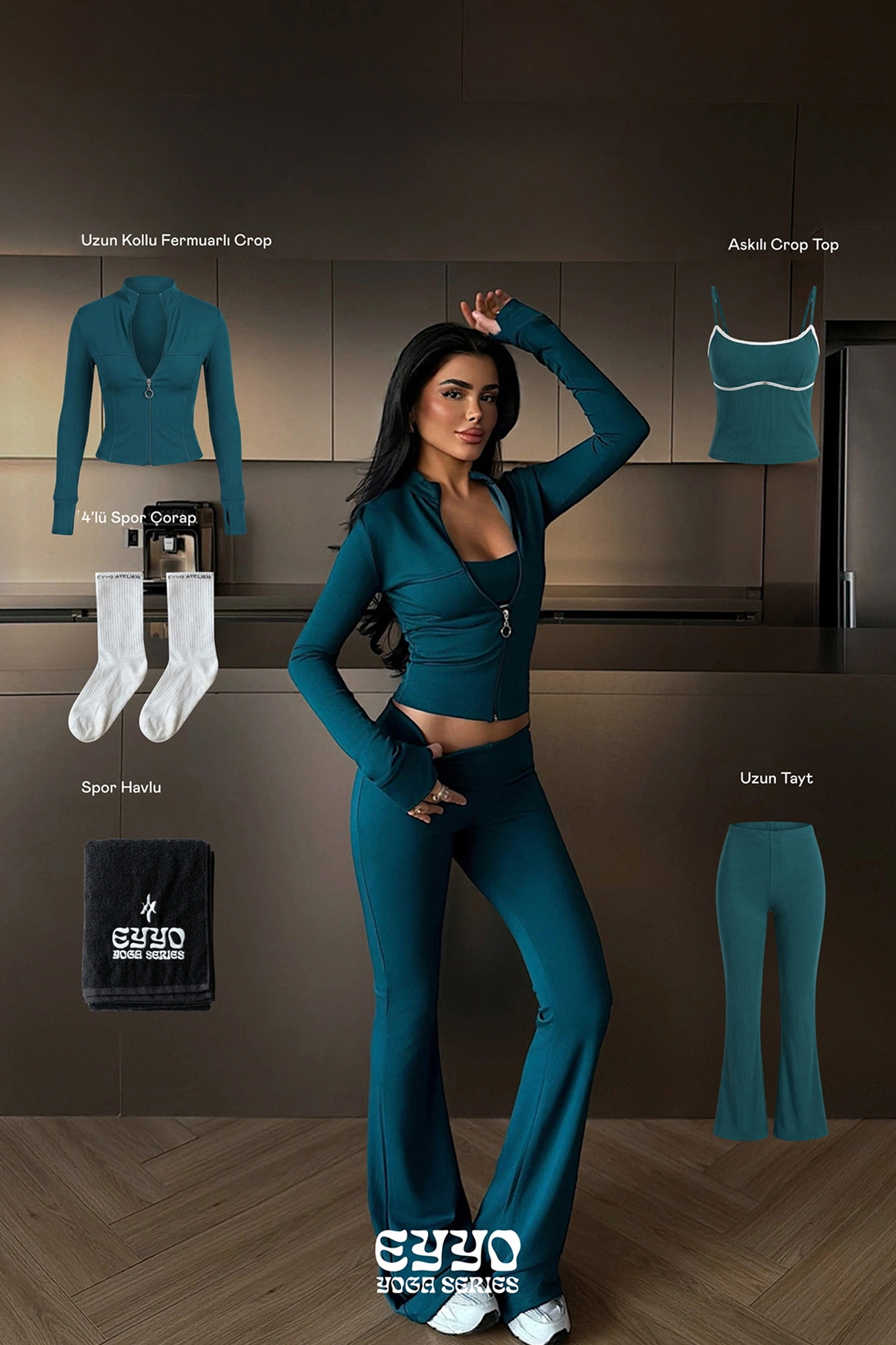 Petrol Yeşili 5'li Yoga Set - 1