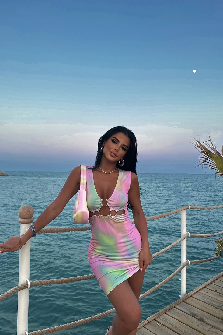 Pink Batic Pattern Mini Dress ATE6179 - EYYO