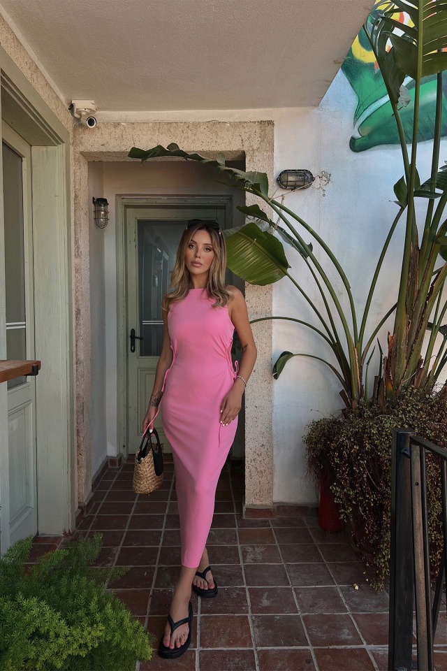 Pink Both Side Laced Maxi Dress ATE1834 