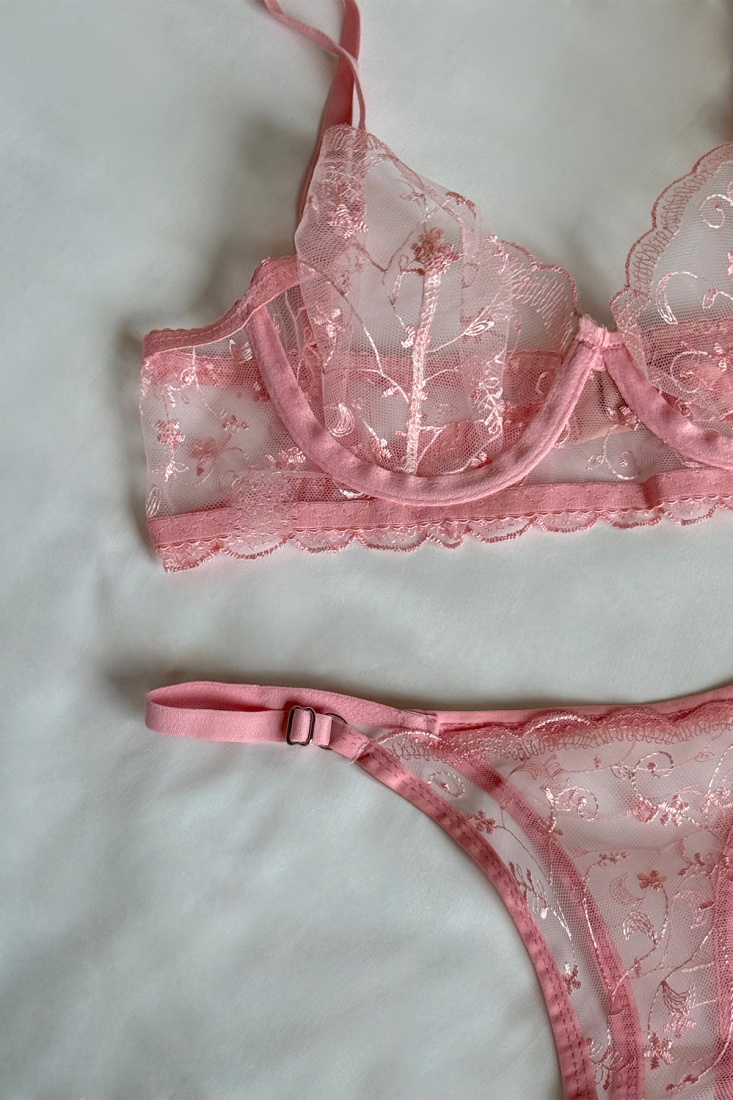 Pink Lace Detail Lingerie ATE-2873 - EYYO