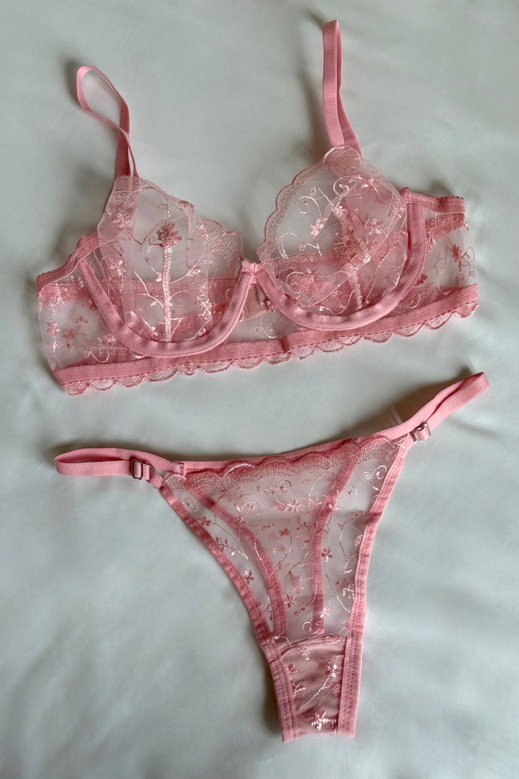 Pink Lace Detail Lingerie ATE-2873 - EYYO