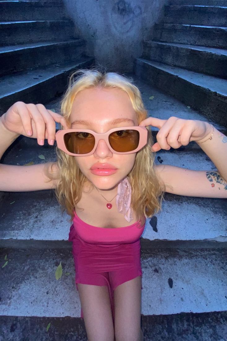 Powder Color Thick Frame Sunglasses ATE6526 - EYYO