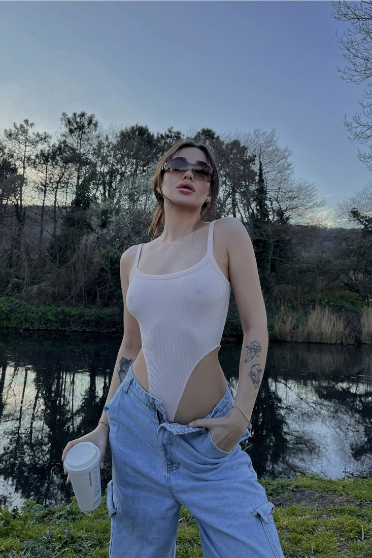 Pudra Askılı Bodysuit ATE4638 - EYYO
