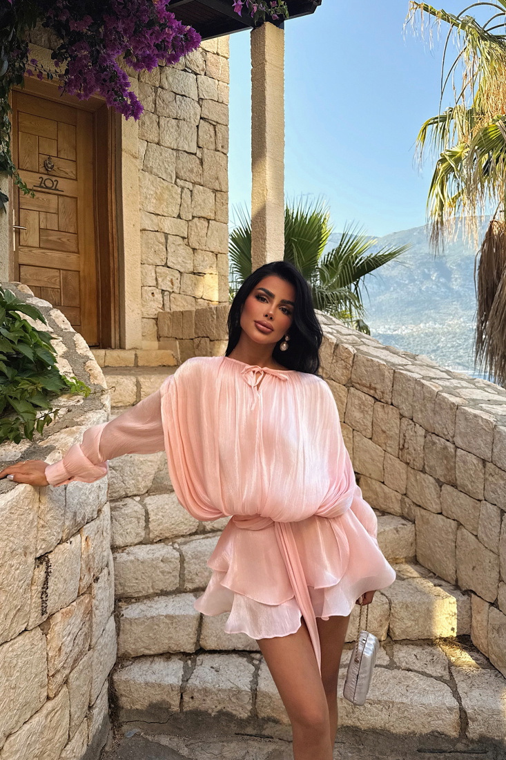 Pudra Salerno Mini Elbise ATE-2937 - EYYO