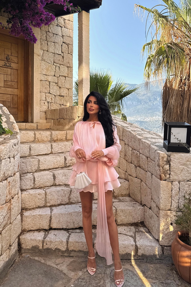 Pudra Salerno Mini Elbise ATE-2937 - EYYO