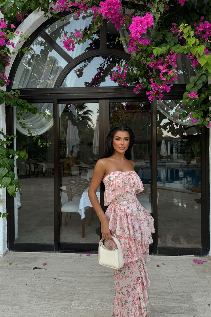 Pudra Karessa Straplez Elbise ATE-1557 - EYYO