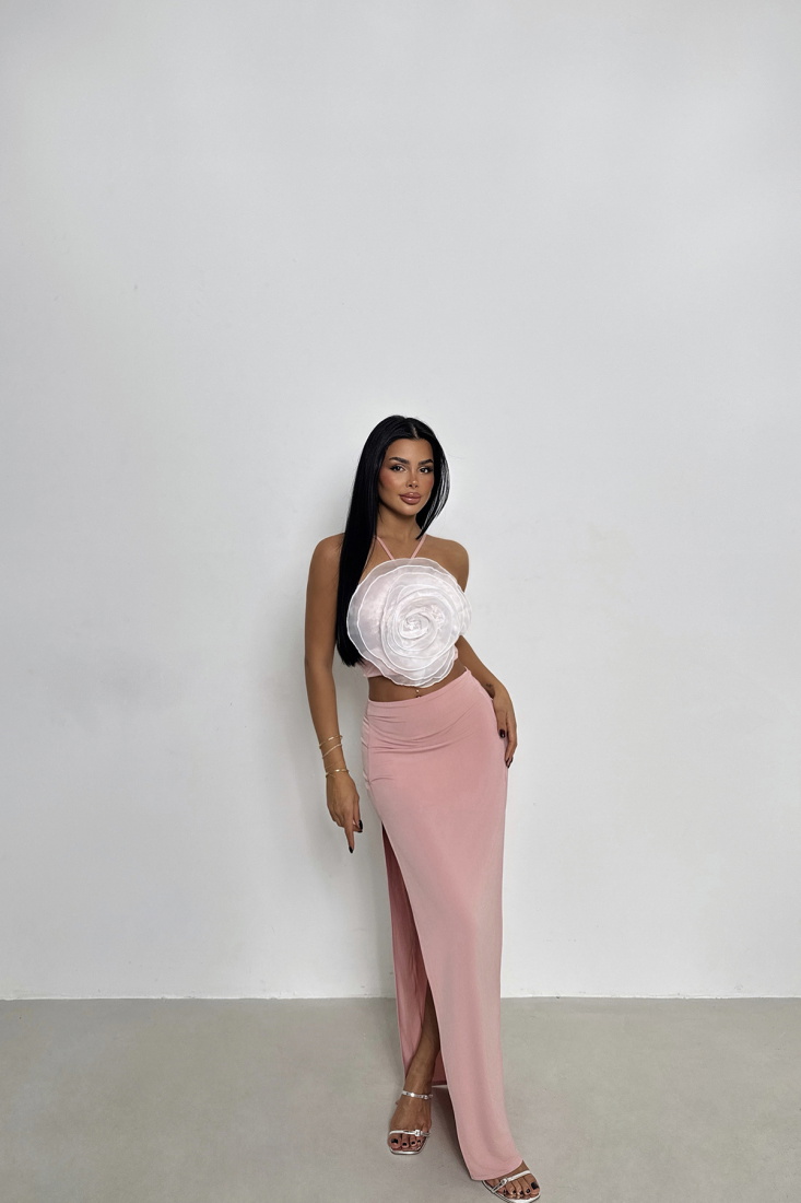 Pudra Gül Detay Etekli Takım ATE-1481 - EYYO