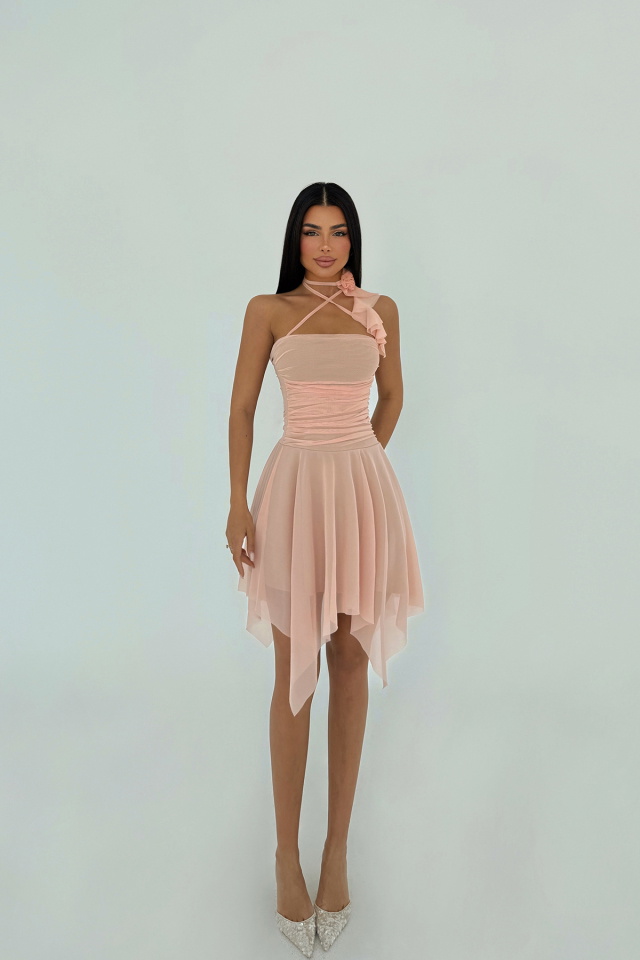 Pudra Delilah Mini Tül Elbise ATE-2401 
