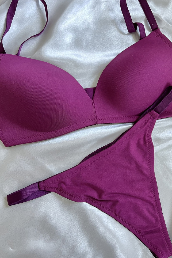 Purple Classic Bra Set ATE6266 - EYYO