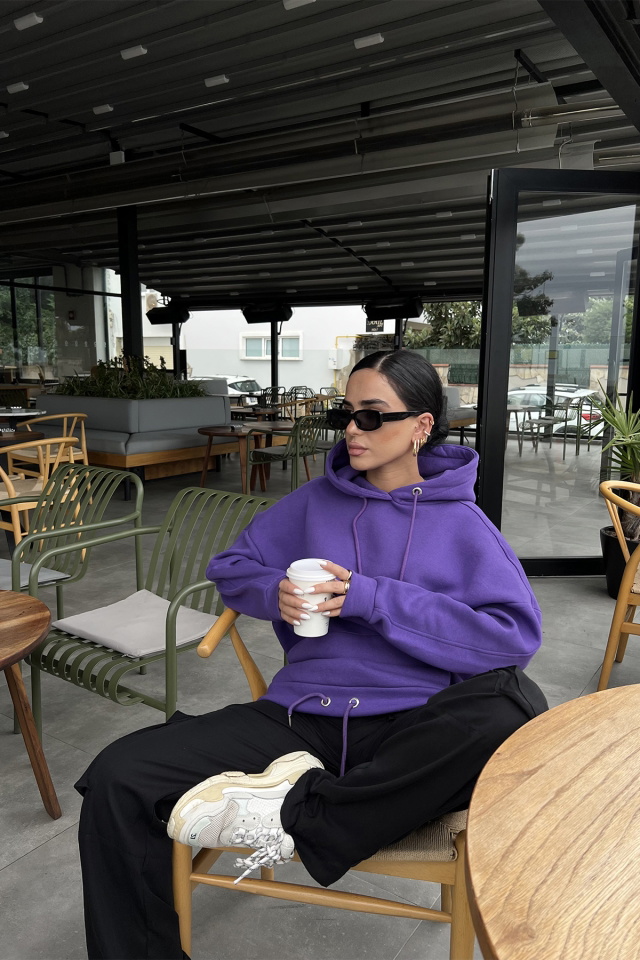 Purple Hooded Sweat ATE2154 - 1