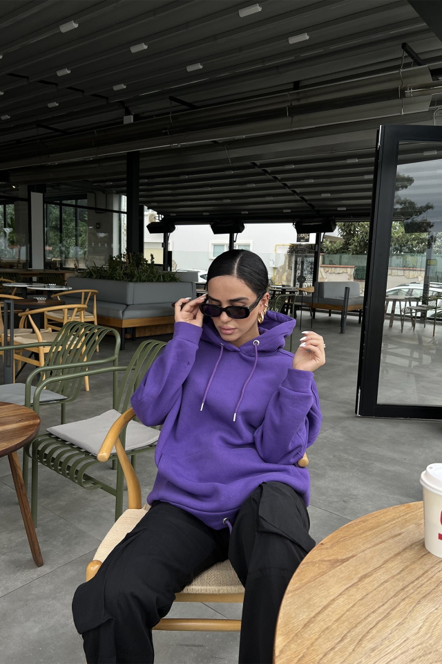 Purple Hooded Sweat ATE2154 - 3
