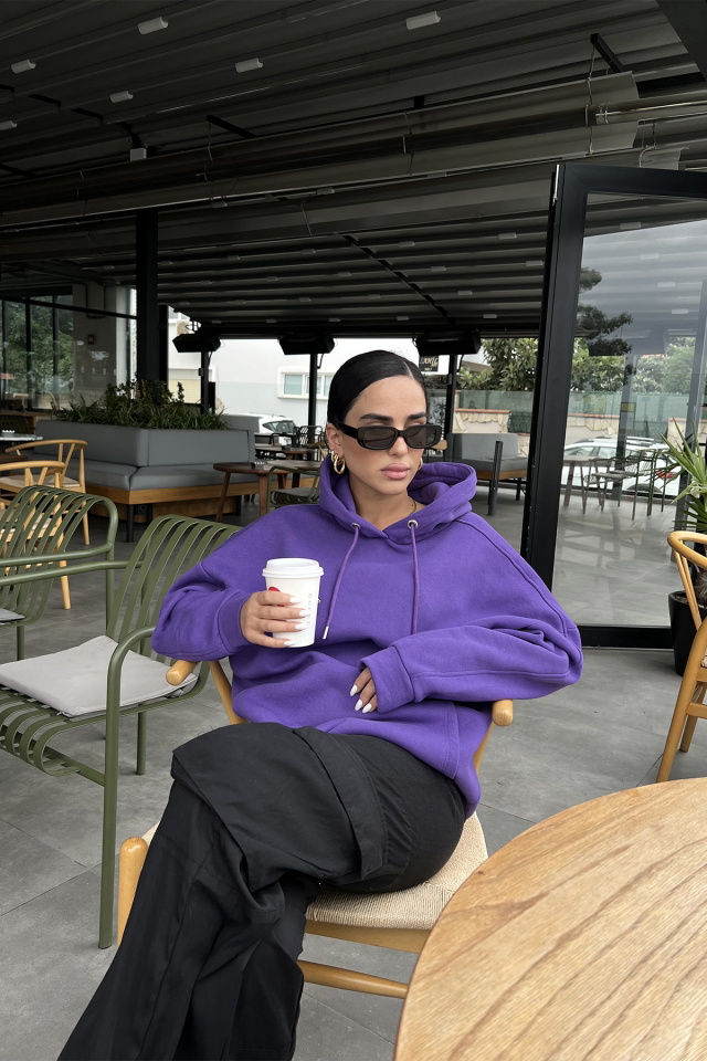 Purple Hooded Sweat ATE2154 - 4