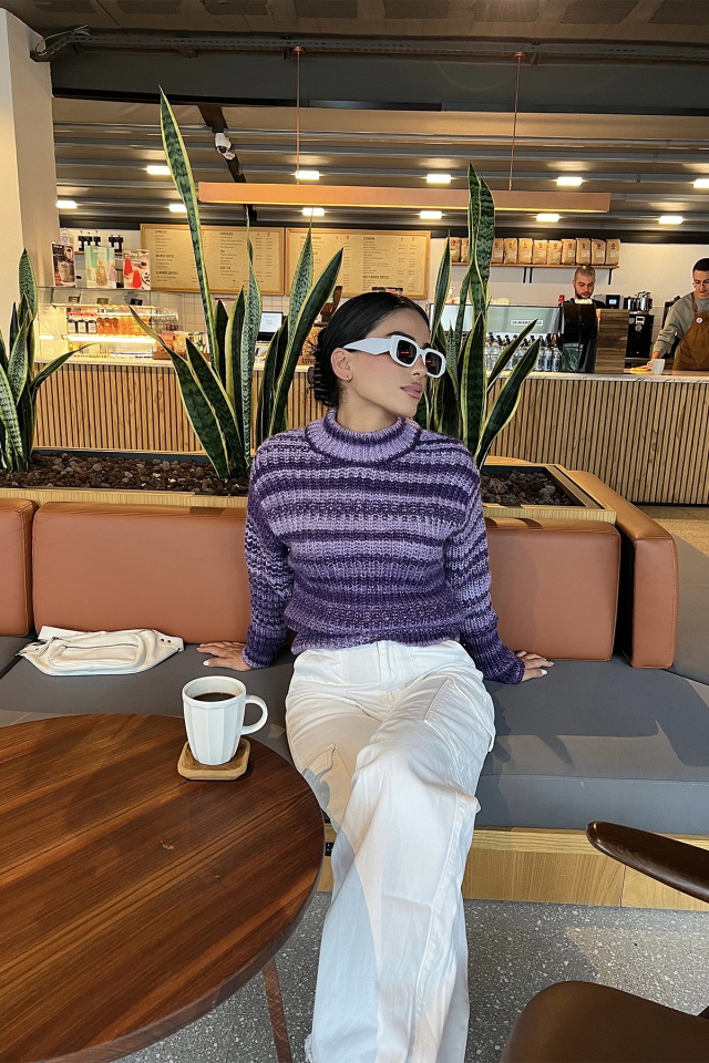 Purple Neck Detail Sweater ATE1974 - 1