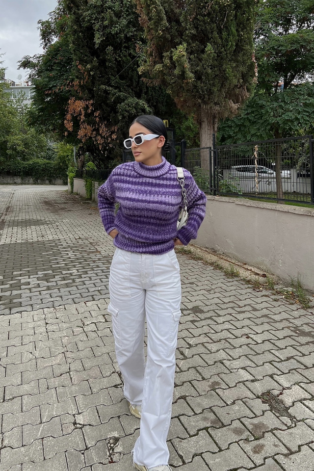 Purple Neck Detail Sweater ATE1974 - 4