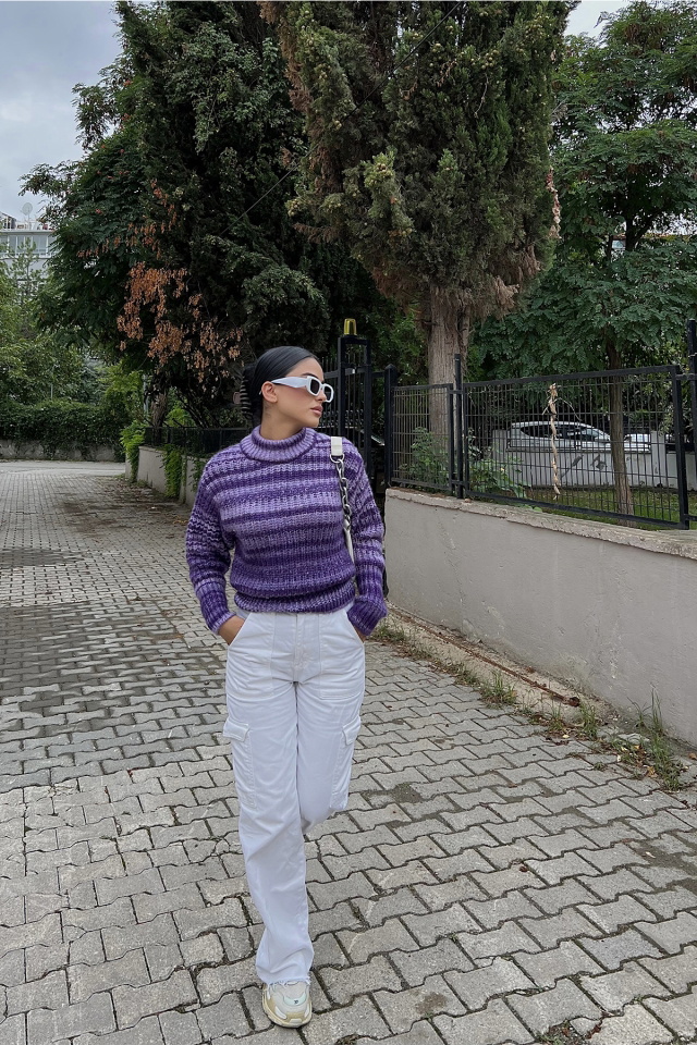 Purple Neck Detail Sweater ATE1974 - 5