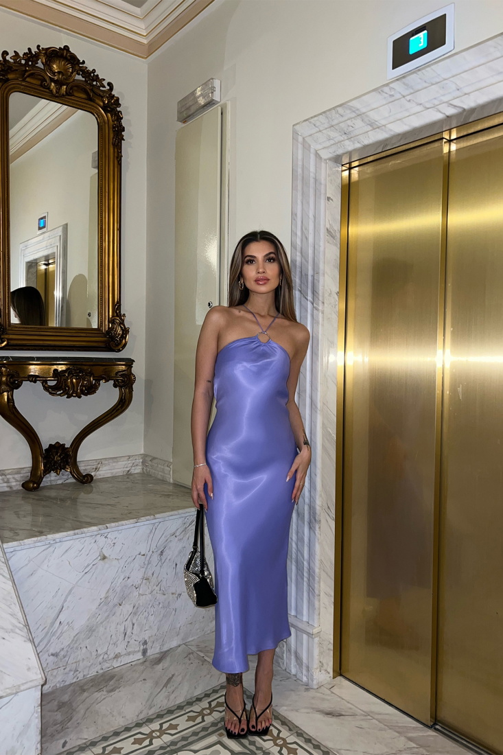 Purple Ring Detail Long Dress ATE4326 - EYYO