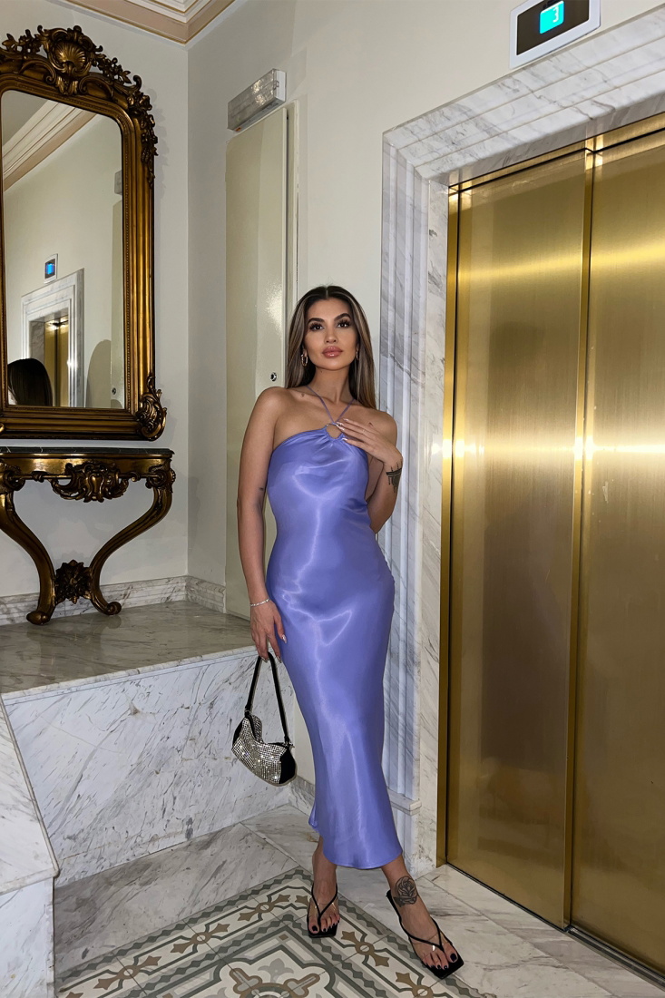 Purple Ring Detail Long Dress ATE4326 - EYYO