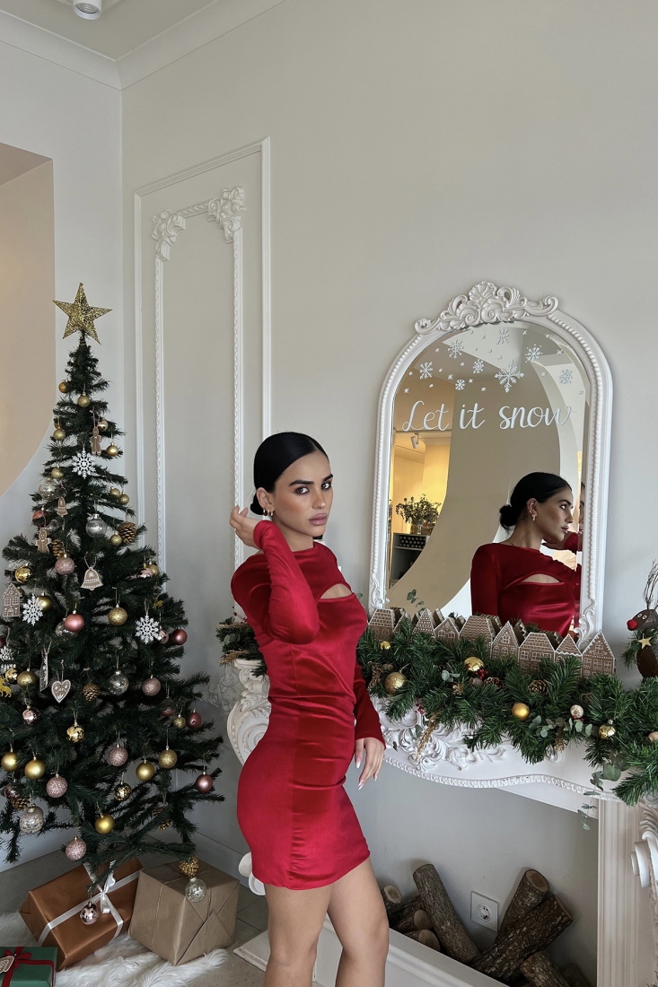 Red Chest Detail Dress ATE2867 - EYYO