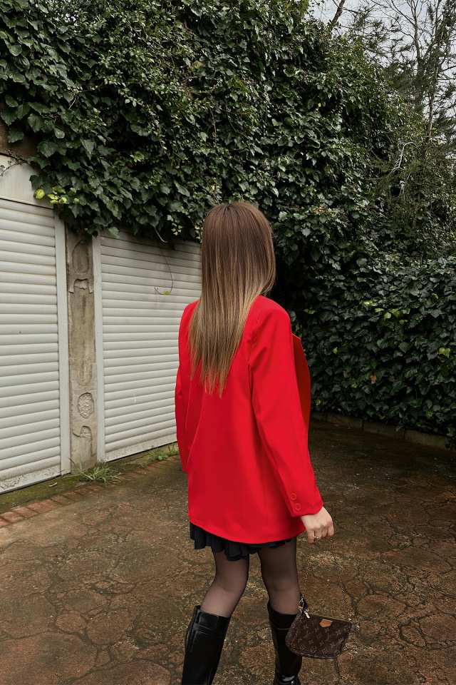 Red Double Breasted Collar Jacket ATE4781 - 4