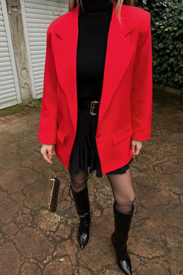 Red Double Breasted Collar Jacket ATE4781 - 2