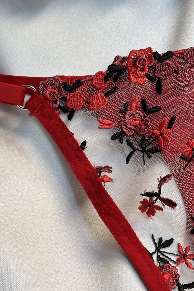 Red Flower Detail Underwear ATE-1678 - EYYO