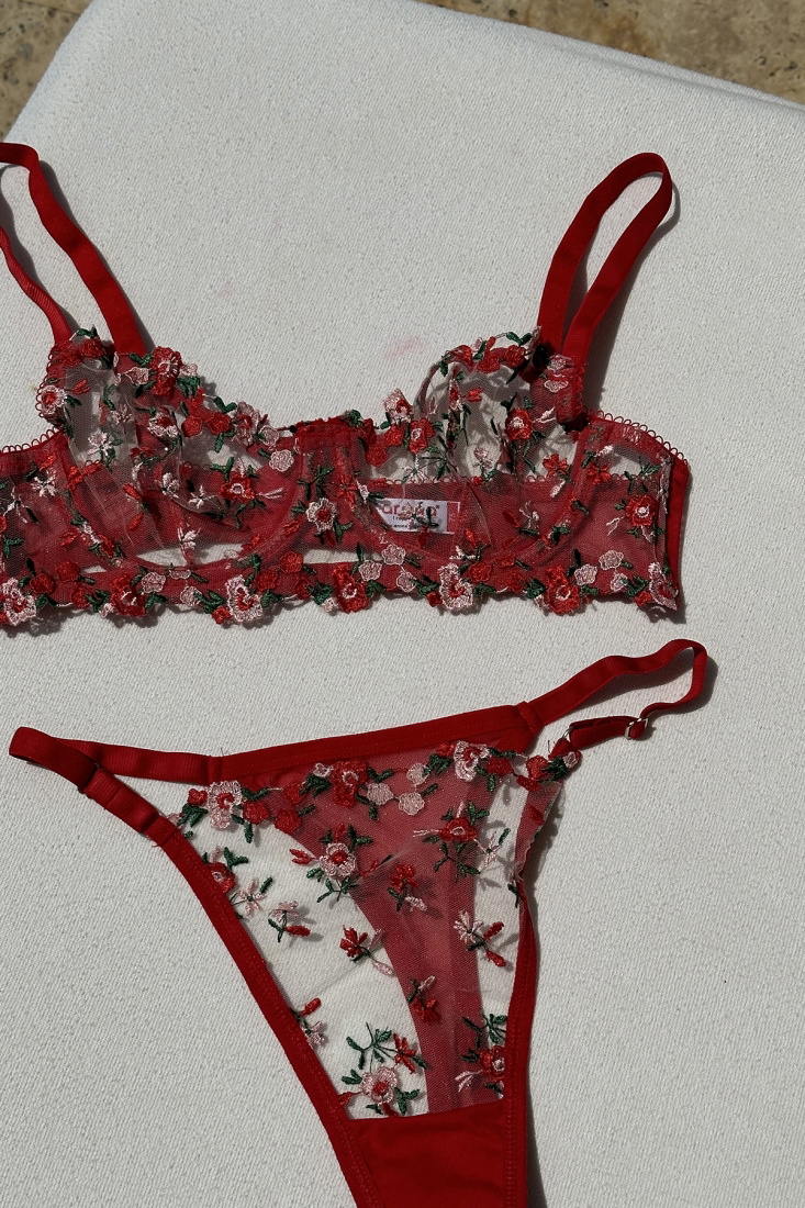 Red Flower Pattern Underwear ATE7880 - EYYO
