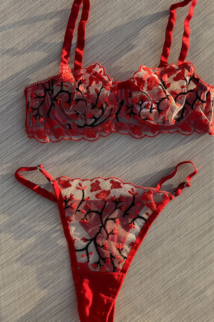 Red Flower Pattern Underwear ATEL2226 - EYYO