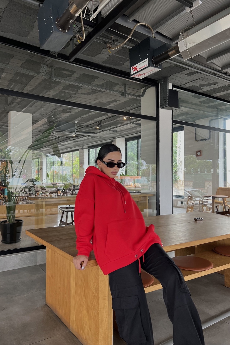 Red Hooded Sweat ATE2155 - EYYO