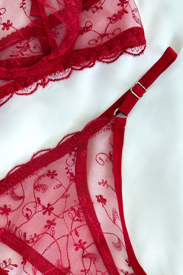 Red Lace Detail Lingerie ATE-2874 - EYYO