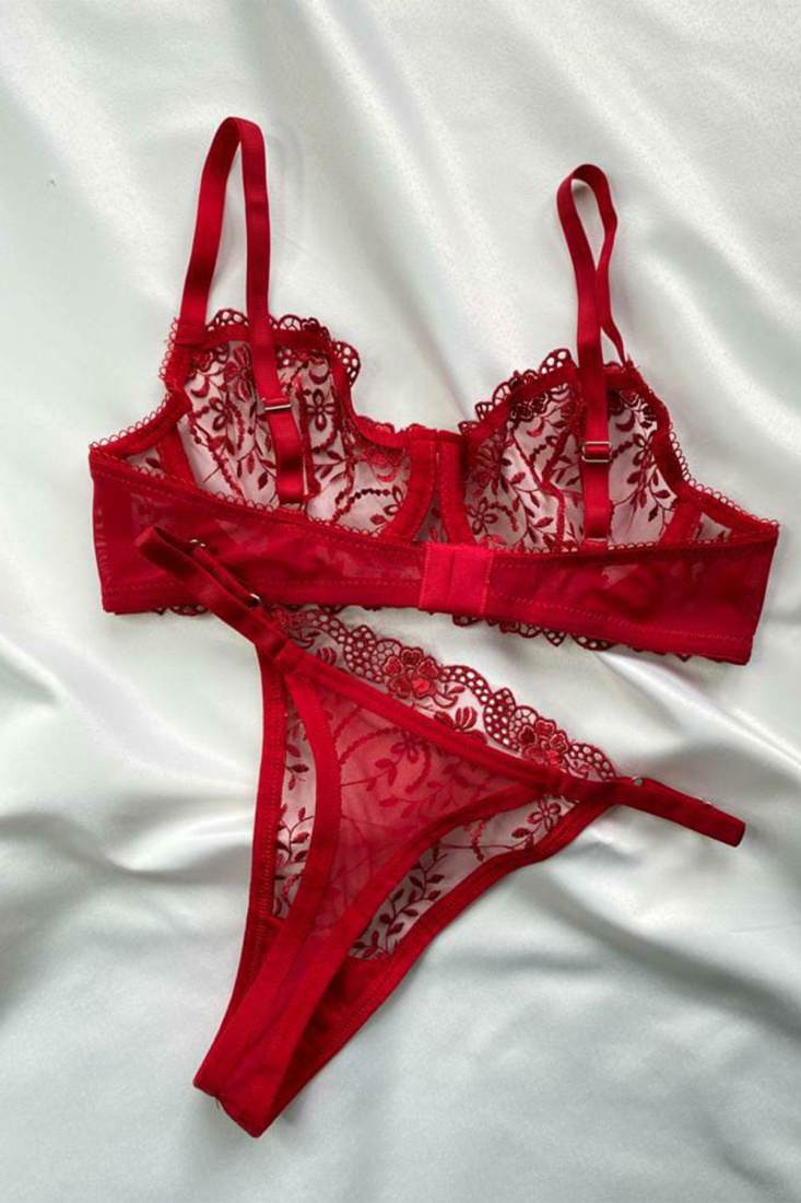 Red Lace Detail Underwear AATEL9 - EYYO
