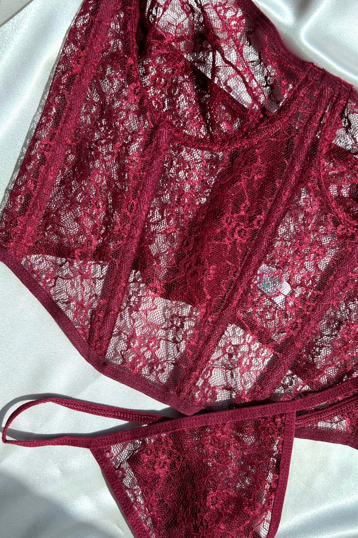 Red Lace Detail Underwear ATE5167 - EYYO
