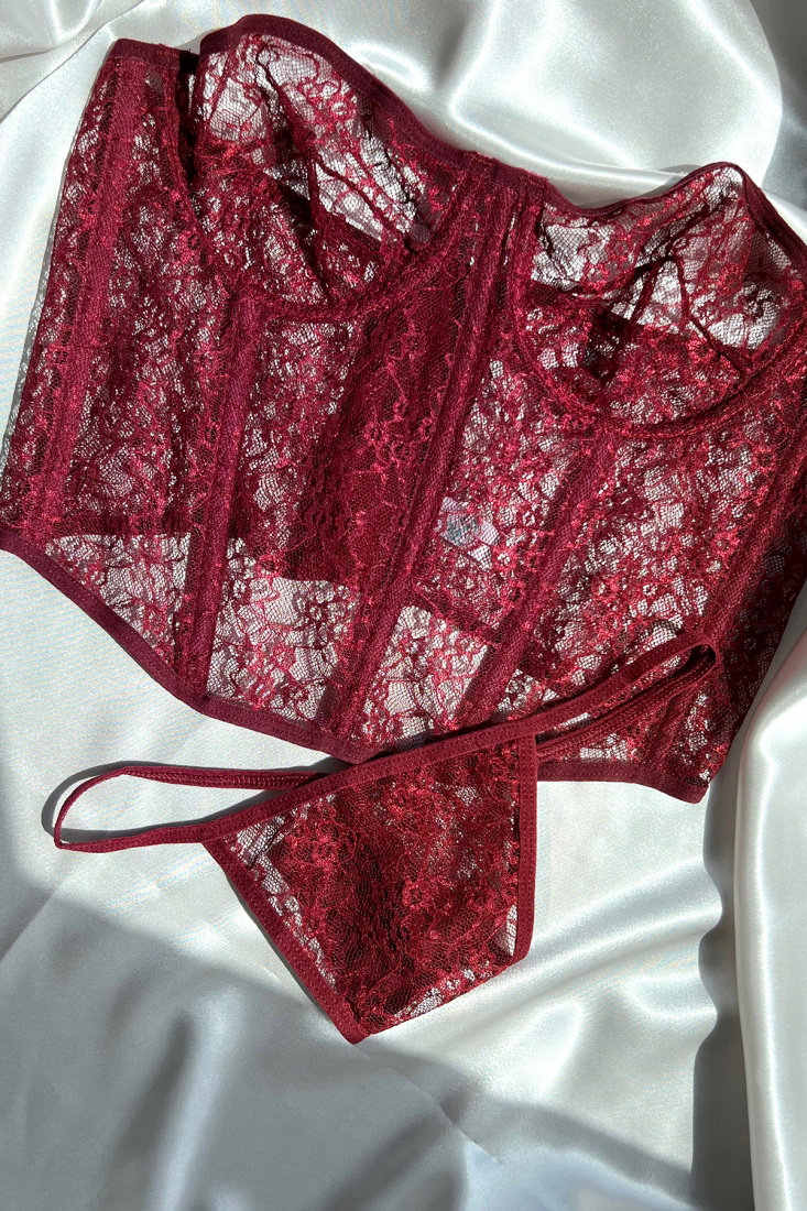 Red Lace Detail Underwear ATE5167 - EYYO